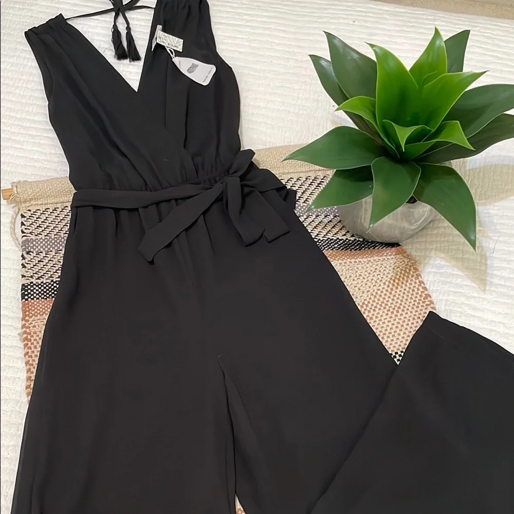 🖤NWT🖤 Flowy V-neck & Wide leg Black Jumpsuit - Picture 1 of 10